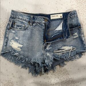 Pistola Frayed Hem Jean Shorts - Blue